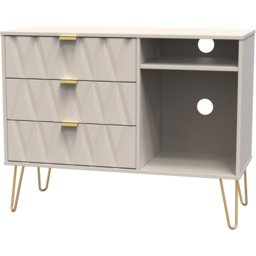 Crowndale Diamond 3 Drawer 2 Shelf Kashmir Matt TV Unit Ready Assembled - Size: 75 x 97 x 40cm - Wilko - thumbnail 4