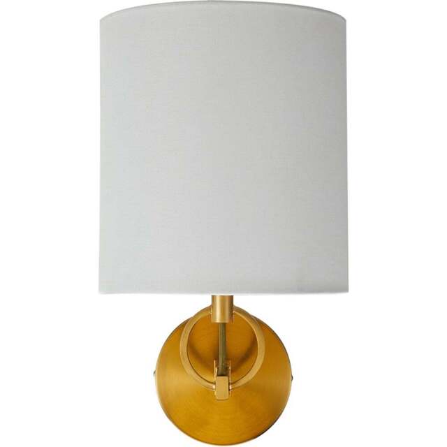 Living and Home Gold and White Fabric Lampshade Metal E27 Wall Light - Size: 36 x 20 x 22.5cm - Gold + White - Wilko - image 1