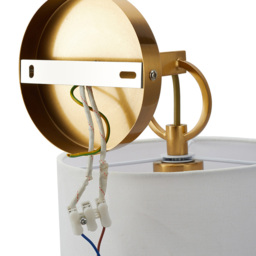 Living and Home Gold and White Fabric Lampshade Metal E27 Wall Light - Size: 36 x 20 x 22.5cm - Gold + White - Wilko - thumbnail 5