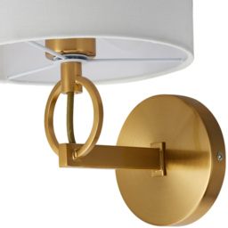 Living and Home Gold and White Fabric Lampshade Metal E27 Wall Light - Size: 36 x 20 x 22.5cm - Gold + White - Wilko - thumbnail 4