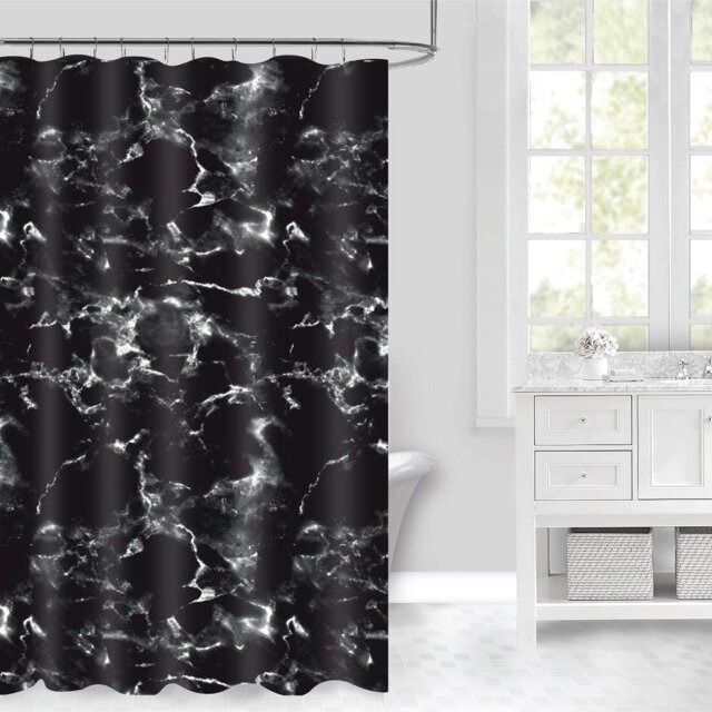 Black Marble Shower Curtain 180 x 180cm - Wilko - image 1