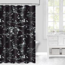 Black Marble Shower Curtain 180 x 180cm - Wilko