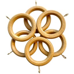 Pack of Six Richmond Curtain Rings - Waxed Oak - Size: 2.8 x 5.6 x 0.9 - Wilko - thumbnail 1