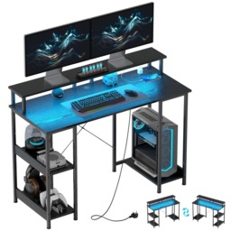HOMCOM Black Reversible Computer Desk with Storage - Size: 89.5 x 50 x 120cm - Wilko - thumbnail 3