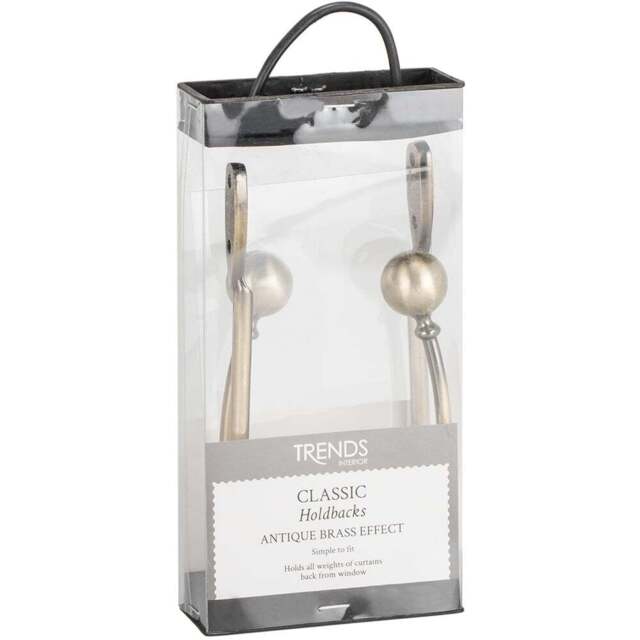 Trends Interior Antique Brass Classic Curtain Holdbacks 2 Pack - Size: 10 x 19 x 4cm - Wilko - image 1