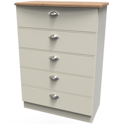 Crowndale Victoria 5 Drawer Cream Ash and Oak Chest of Drawer - Wilko - thumbnail 5