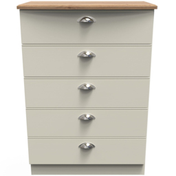 Crowndale Victoria 5 Drawer Cream Ash and Oak Chest of Drawer - Wilko - thumbnail 3