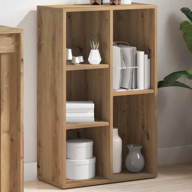 vidaXL 5 Shelf Artisan Oak Bookcase - Size: 80 x 50 x 25cm - Brown - Wilko - image 1