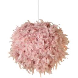 Lighting Collection Winslower Feather Dusty Pink Ceiling Lamp Shade - Size: 41.5 x 41.5 x 7.5cm - Wilko - thumbnail 1