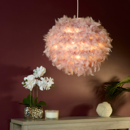 Lighting Collection Winslower Feather Dusty Pink Ceiling Lamp Shade - Size: 41.5 x 41.5 x 7.5cm - Wilko - thumbnail 3