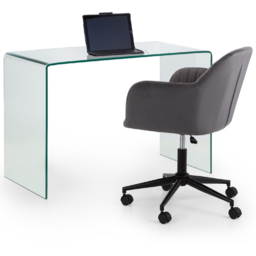 Julian Bowen Amalfi Kahlo Glass Desk and Grey Swivel Office Chair - Wilko - thumbnail 3