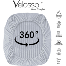 Velosso King Size Silver Jumbo Cord Fitted Bed Sheet - Wilko - thumbnail 5