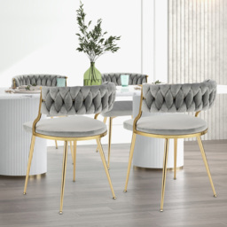 Costway Set of 2 Grey Velvet Woven Dining Chairs - Size: 73 x 52 x 33cm - Wilko - thumbnail 4