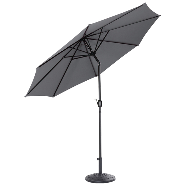 Living and Home Dark Grey Round Crank Tilt Parasol with Round Base 3m - Wilko - image 1