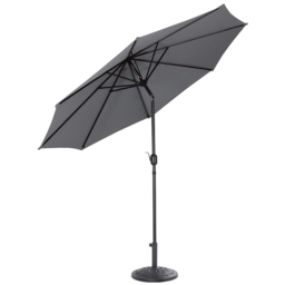 Living and Home Dark Grey Round Crank Tilt Parasol with Round Base 3m - Wilko