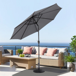 Living and Home Dark Grey Round Crank Tilt Parasol with Round Base 3m - Wilko - thumbnail 3