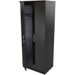 Crowndale Knightsbridge 2 Door Black Gloss and Black Wardrobe Ready Assembled - Black Gloss & Black - Wilko - thumbnail 5