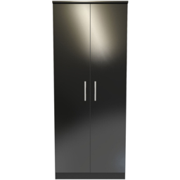 Crowndale Knightsbridge 2 Door Black Gloss and Black Wardrobe Ready Assembled - Black Gloss & Black - Wilko - thumbnail 4