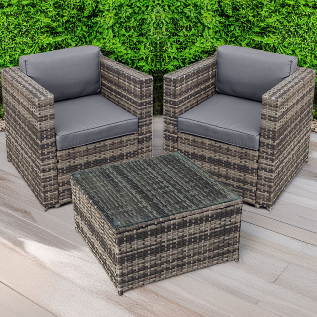 Oseasons Malta 2 Seater Walnut Grey Rattan Lounge Set - Brown - Wilko - image 1