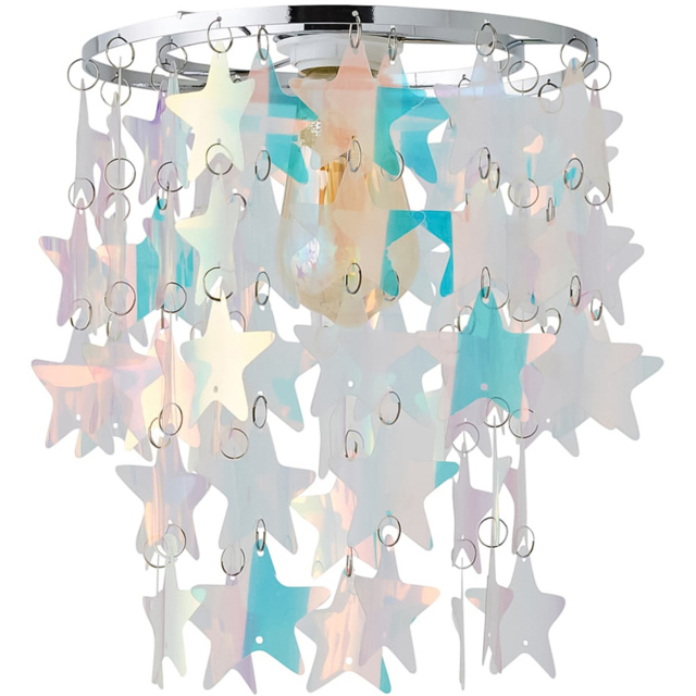 ValueLights Orla 2-Tier Iridescent Stars Easy Fit Lamp Shade - Size: 28.5 x 23 x 23cm - Multi - Wilko - image 1