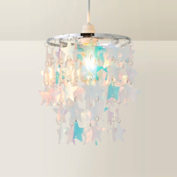 ValueLights Orla 2-Tier Iridescent Stars Easy Fit Lamp Shade - Size: 28.5 x 23 x 23cm - Multi - Wilko - thumbnail 6