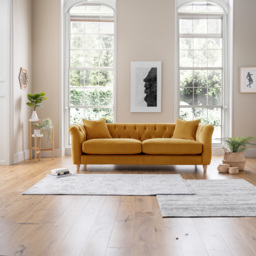 3 Seater Ochre Velvet Large Sofa - Yellow - Sofas Express - Wilko - thumbnail 6