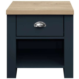 Highgate Single Drawer Navy and Oak Lamp Table - Size: 44 x 44 x 48cm - Blue - Birlea - Wilko - thumbnail 3