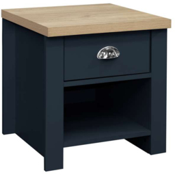 Highgate Single Drawer Navy and Oak Lamp Table - Size: 44 x 44 x 48cm - Blue - Birlea - Wilko - thumbnail 5