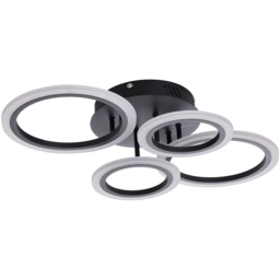 Living and Home Black and White 4 Ring LED Ceiling Light with Remote - Size: 11 x 37 x 58cm - Wilko - thumbnail 1