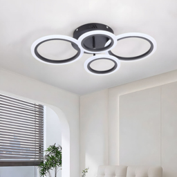 Living and Home Black and White 4 Ring LED Ceiling Light with Remote - Size: 11 x 37 x 58cm - Wilko - thumbnail 3