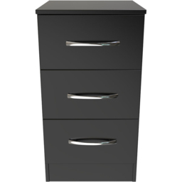 Crowndale Avon 3 Drawer Black Matt Bedside Cabinet Ready Assembled - Wilko - thumbnail 3