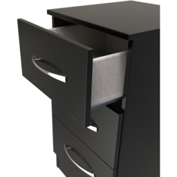 Crowndale Avon 3 Drawer Black Matt Bedside Cabinet Ready Assembled - Wilko - thumbnail 7