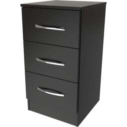 Crowndale Avon 3 Drawer Black Matt Bedside Cabinet Ready Assembled - Wilko - thumbnail 5