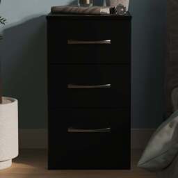 Crowndale Avon 3 Drawer Black Matt Bedside Cabinet Ready Assembled - Wilko - thumbnail 1