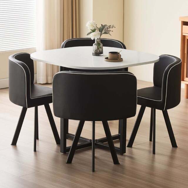 Comfy Living Metal 4 Seater Dining Set White and Black - Wilko - image 1
