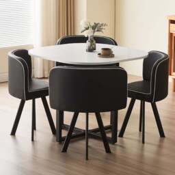 Comfy Living Metal 4 Seater Dining Set White and Black - Wilko - thumbnail 1