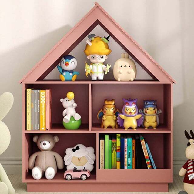 Costway Kids Dollhouse 3 Tier Pink Bookshelf with Anti Toppling Devices - Size: 88 x 34 x 108cm - Wilko - image 1