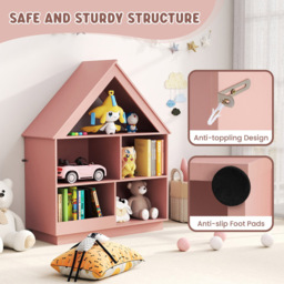 Costway Kids Dollhouse 3 Tier Pink Bookshelf with Anti Toppling Devices - Size: 88 x 34 x 108cm - Wilko - thumbnail 7
