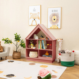 Costway Kids Dollhouse 3 Tier Pink Bookshelf with Anti Toppling Devices - Size: 88 x 34 x 108cm - Wilko - thumbnail 4