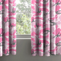 Velosso Pink Camouflage Pencil Pleat Curtains 168 x 137cm - Size: W 168 x D 137cm - Wilko - thumbnail 4