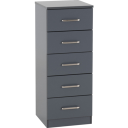 Seconique Dakota 5 Drawer Dark Grey Narrow Storage Chest - Wilko - thumbnail 3