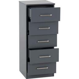 Seconique Dakota 5 Drawer Dark Grey Narrow Storage Chest - Wilko - thumbnail 5