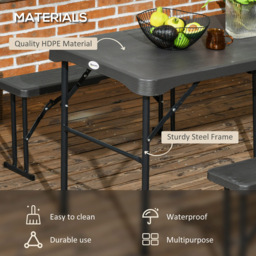 Outsunny 6 Seater HDPE Picnic Beer Table Set with 2 Bench Dark Grey - Wilko - thumbnail 5