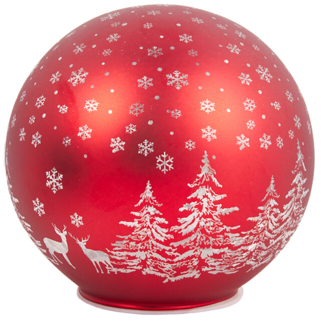 LED Traditional Christmas Scene Ball - Red - Santa's Chalet - Wilko - image 1