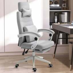 Portland Grey Swivel Recliner Office Desk Chair - Size: 62 x 68 x 127cm - Wilko