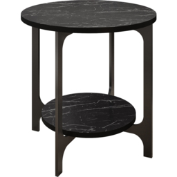 Decorotika Versy Single Shelf Black Marble Effect and Gold Round Side Table - Size: 41.6 x 50 x 50cm - Multi - Wilko - thumbnail 3