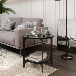 Decorotika Versy Single Shelf Black Marble Effect and Gold Round Side Table - Size: 41.6 x 50 x 50cm - Multi - Wilko - thumbnail 5