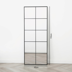 Aion Black Framed Rectangular Window Mirror 150 x 60cm - Home Garden Direct - Wilko - thumbnail 5