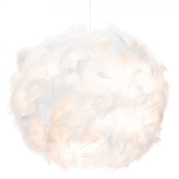 Happy Homewares Large White Real Feather Decorated Pendant Shade - Size: 30 x 40 x 40cm - Wilko - thumbnail 5