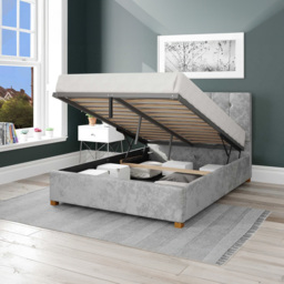Aspire Hepburn Single Silver Mirazzi Velvet Ottoman Bed - Aspire Beds - Wilko - thumbnail 3